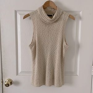 Sleeveless cowl neck sweater. Pretty oatmeal color.